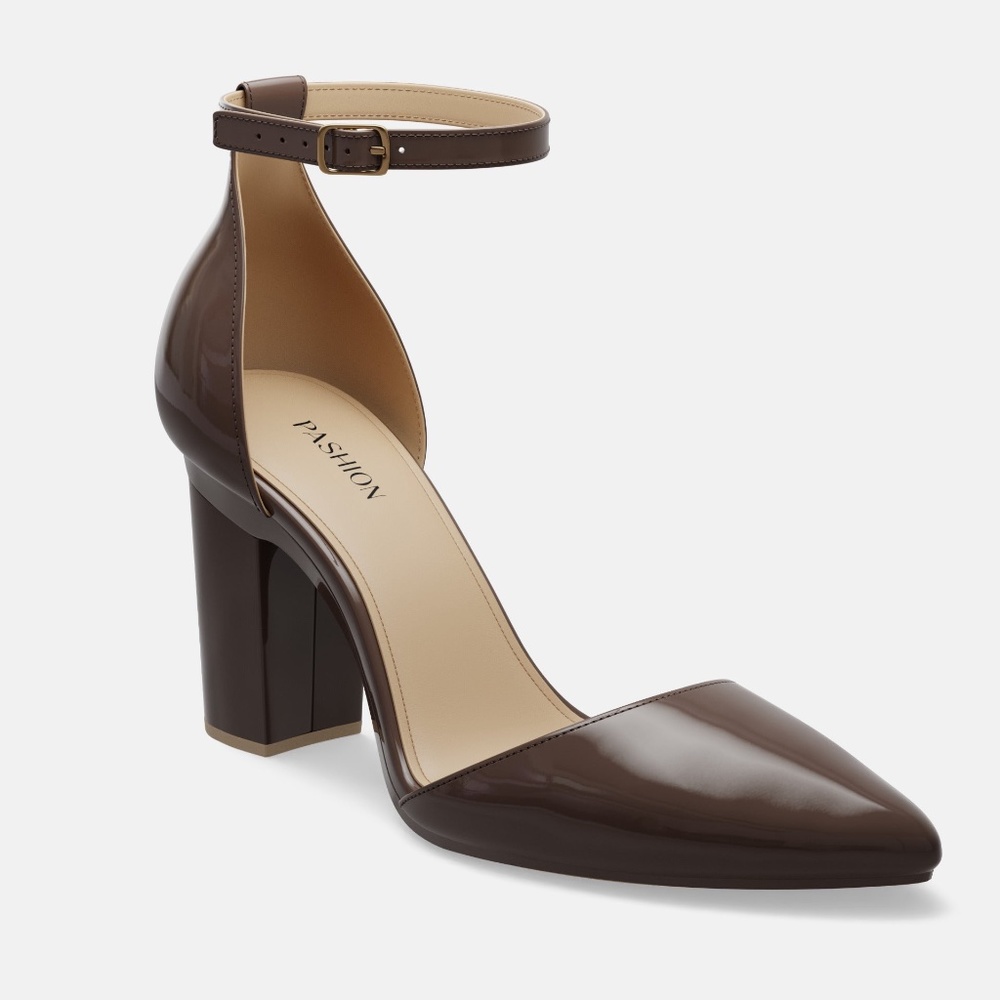 CONVERTIBLE HEEL - Pashion 1.0 Cocoa Patent D'Orsay (4" Block) - Picture 2 of 4